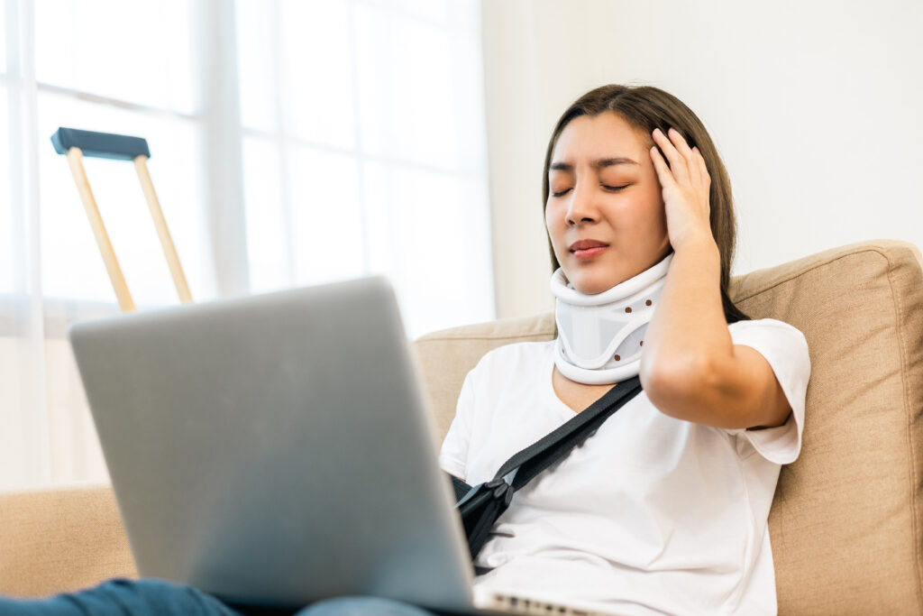 Woman in a neck brace from a car wreck struggles to pay bills
