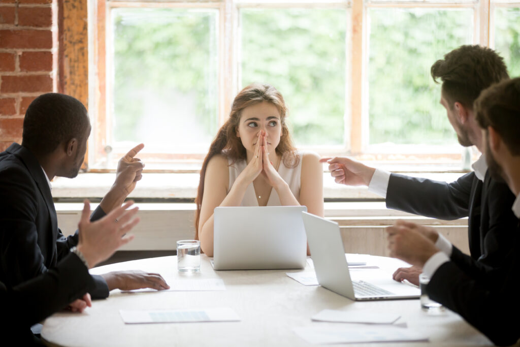 Woman is yelled at in workplace meeting

